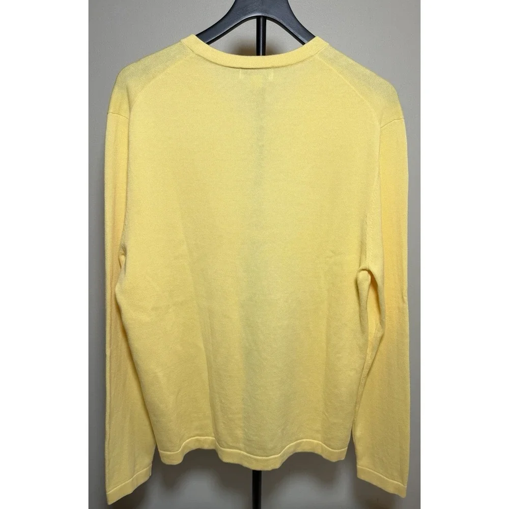 Banana Republic Yellow Knit V-Neck Pullover Sweater Mens L Solid Long Sleeve